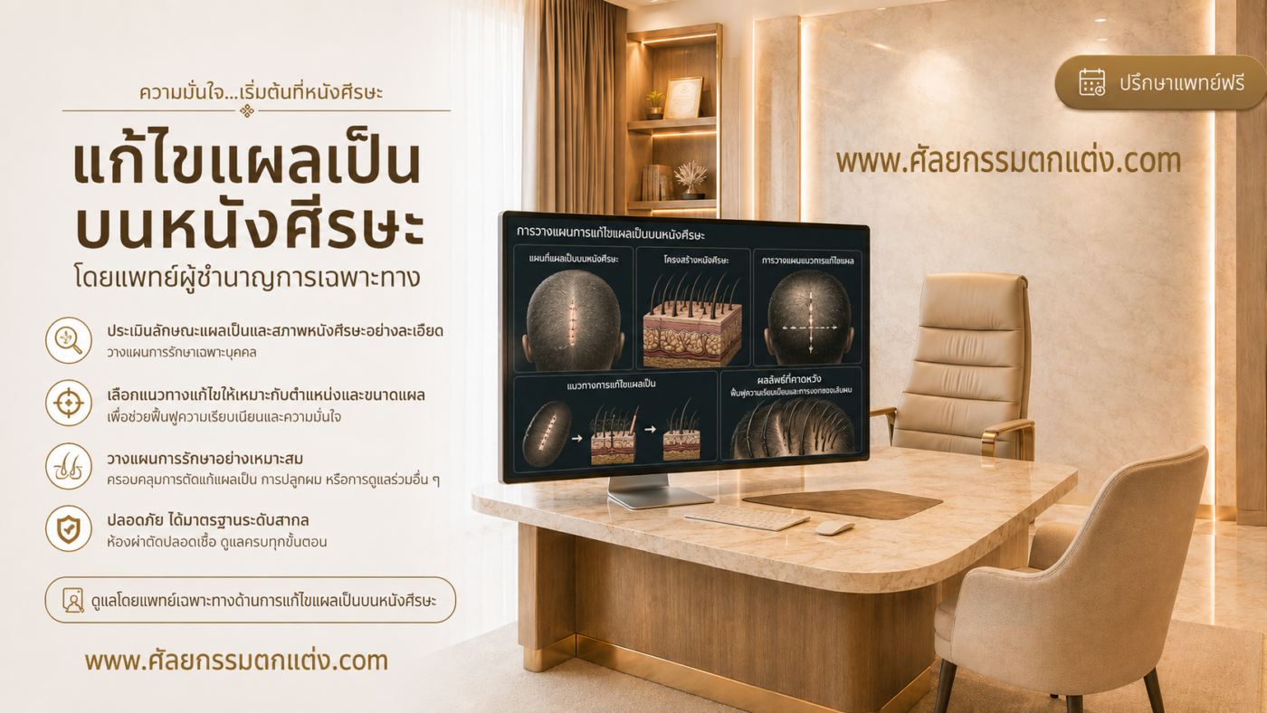 แก้ไขแผลเป็น บนหนังศีรษะ